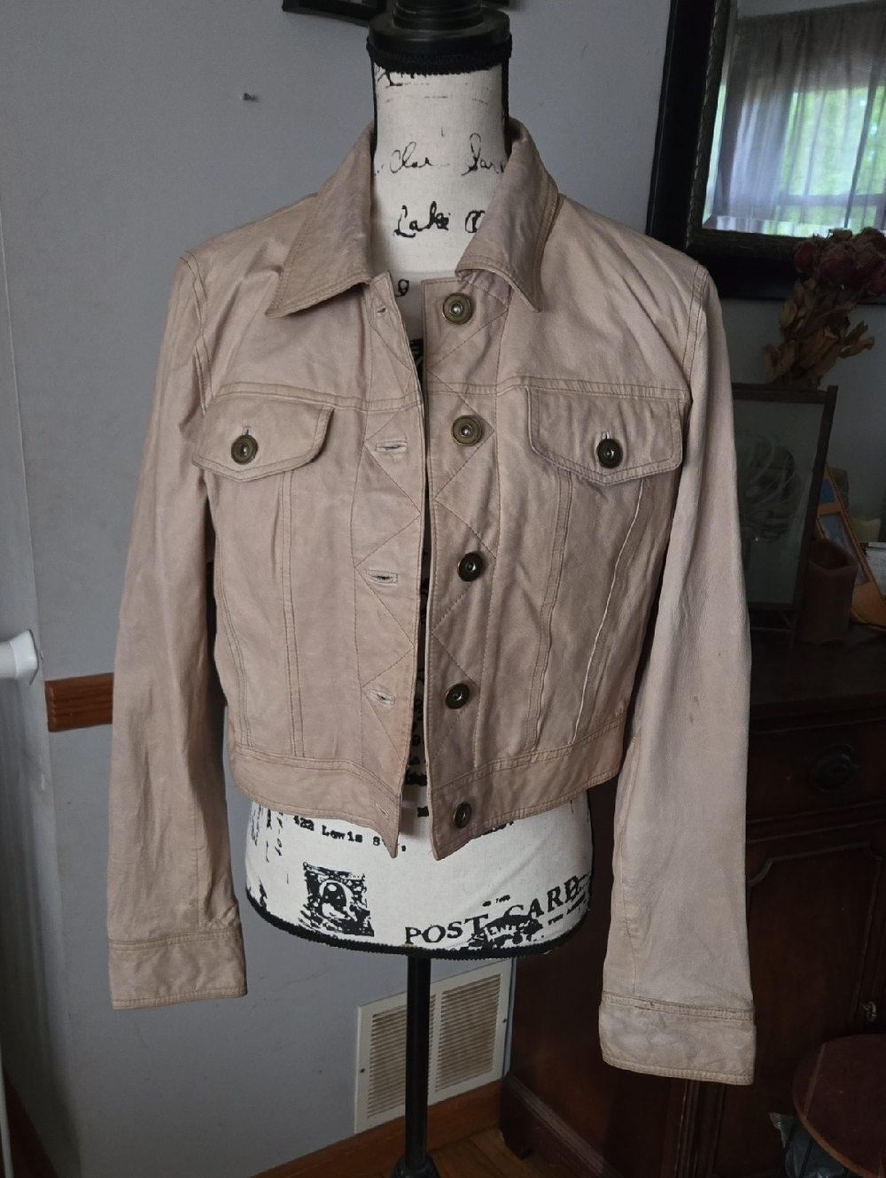 Women's Light Beige Leather Jacket